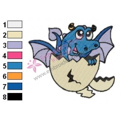 Baby Dragon out of Egg Embroidery Design